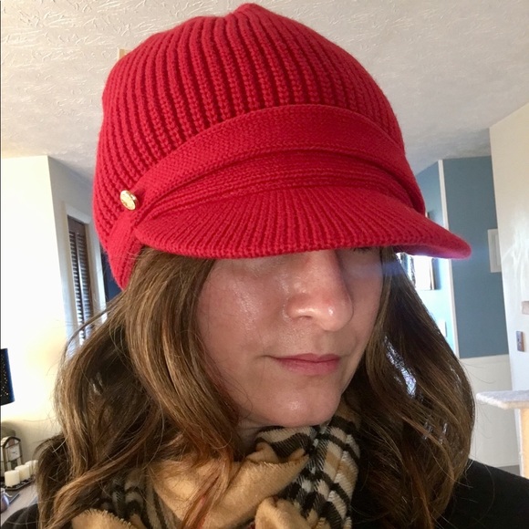 Nwt Michael Kors Red Knit Beanie 